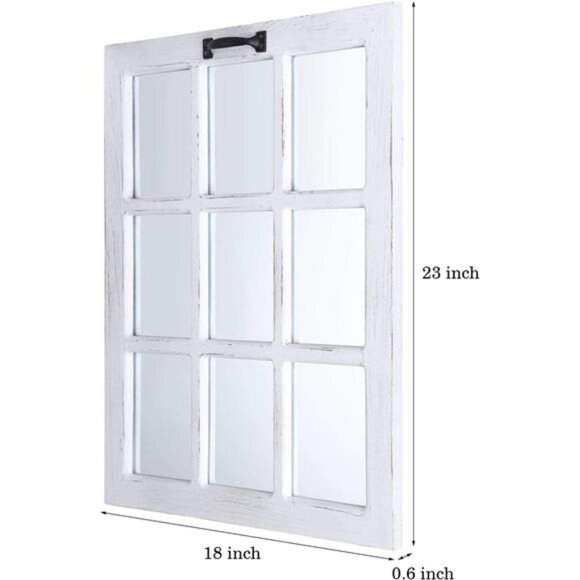 Decorative Wall Mirror-Distressed Wood Windowpane Mirror- Farmhouse Mirrors - Picture 7 of 8